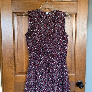 Gap sleeveless tie waist, vneck summer dress. Sz Small. Black floral